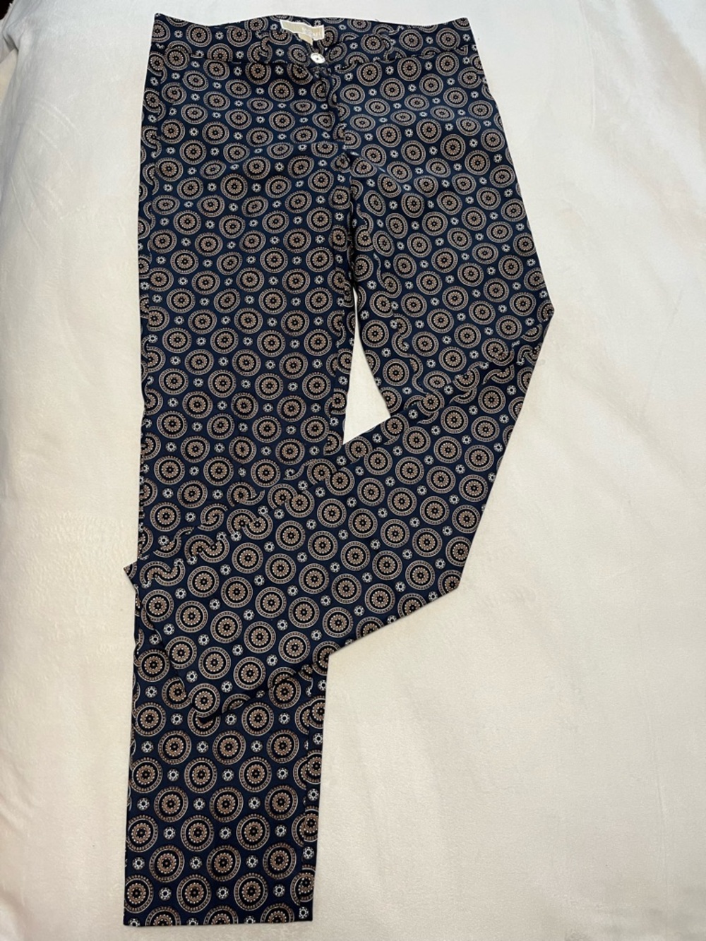 MICHAEL Michael Kors Navy and Tan Medallion Print Pants size 6